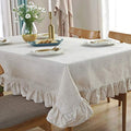 HAIRUO Cotton Linen Solid Color Tablecloth Farmhouse Dining Beige