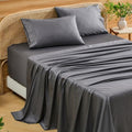 4-Piece Cotton Bed Sheet Set, Dark Grey, 16" Deep Pocket – King