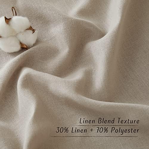 NICETOWN Rod Pocket & Back Tab Thick Flax Semi Sheer Linen Curtains