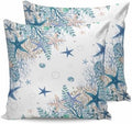 Pillow Covers 20x20 Set of 2, Teal Blue Coastal Throw Pillow Covers
