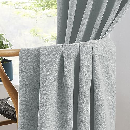 KEQIAOSUOCAI Linen Blackout Curtains 63 Inches Long, Back Tab Rod