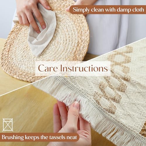 YANGQIHOME Boho Placemats Set of 4, Farmhouse Rustic Woven Placemats