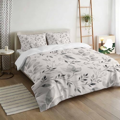 3 Pieces Bedding Set King Size, Vintage Botanical Soft Duvet Covers
