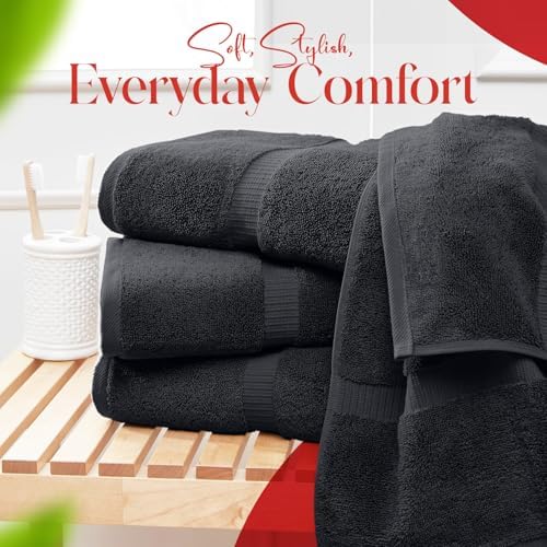 RIVERSIDE 4 Pack Bath Towels, 24x48 Inches, 500 GSM, 100% Cotton, Dark