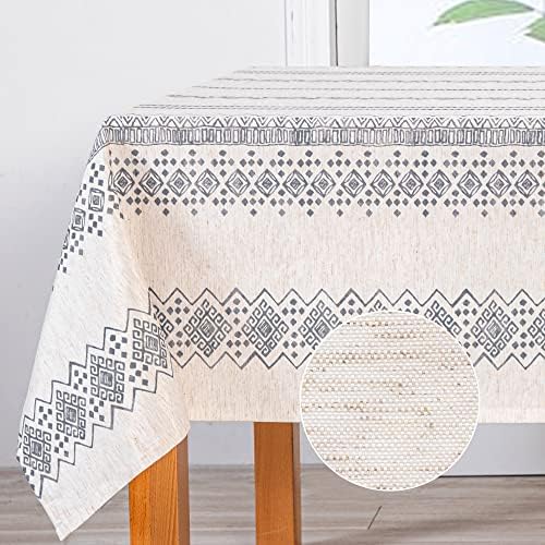 MYSKY HOME Boho Rectangle Tablecloth 60x120 in, Grey Waterproof Table