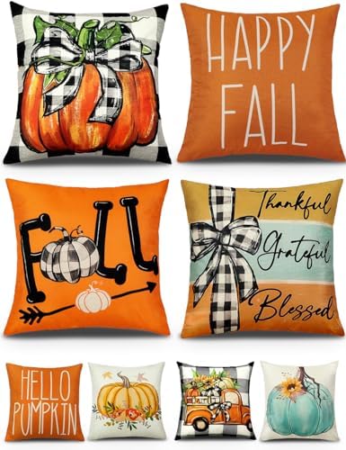 multiwins Fall Pillow Covers 20x20 4Pcs Double-Sided Print for Home