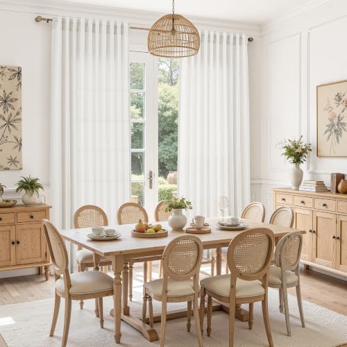 Nanspring Linen Kitchen Curtains for Cafe 36x63 Inch Length Natural