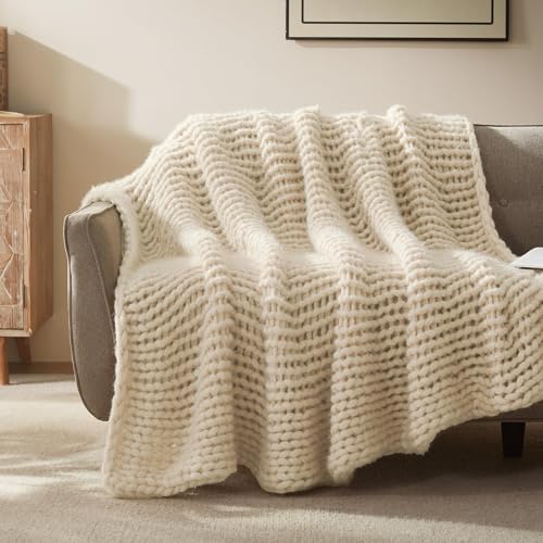 SLEEP ZONE Throw Blanket for Couch - Chunky Knit Hollow Blanket, Throw