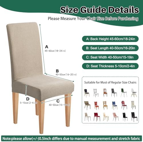 Dioxide Stretch Chair Covers for Dining Chairs, Washable Dining Chair