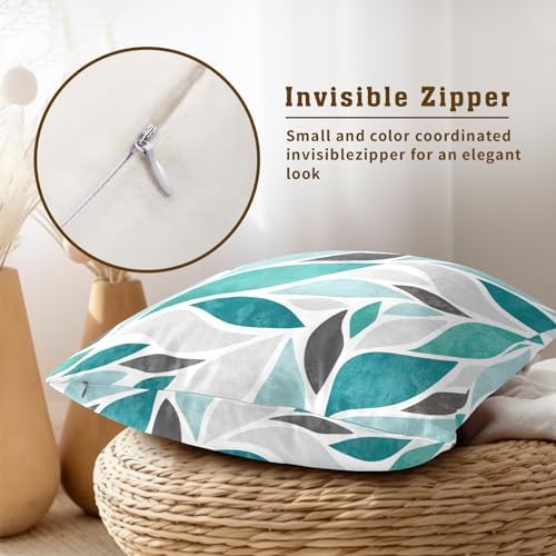 Teal Boho Pillow Covers 20x20 Inch Farmhouse Floral Throw Pillow