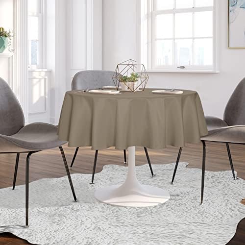 sancua Taupe Round Tablecloth 60 Inch Diameter for 20-48 Inch Tables