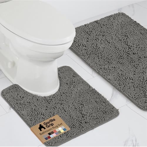 GORILLA GRIP Bathroom Area Rug Sets 2 Piece, Soft Chenille, 30x20