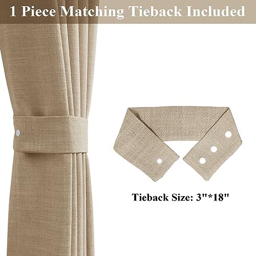 Frelement Linen Light Filtering Curtains 96 Inches Long Bronze Grommet