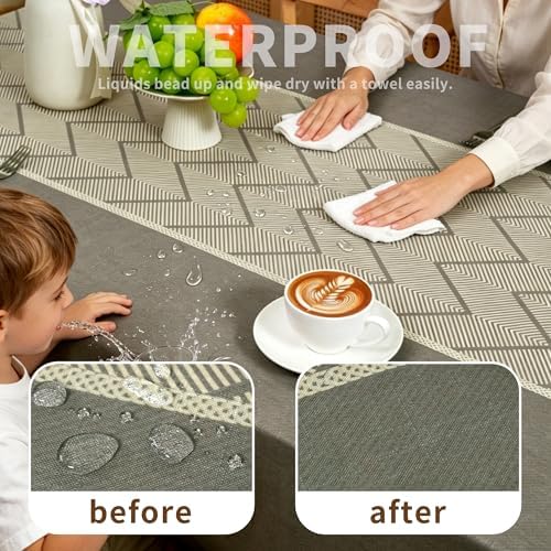 Rectangle Waterproof Tablecloth Linen Textured Table Cloth,Stain and