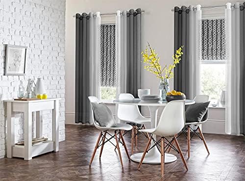 G2000 Sheer Curtains 63 Inch Length Grey and White Ombre Drapes for