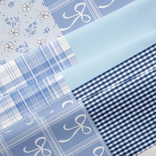 Nayoroom Plaid Duvet Cover Queen Reversible Blue Patchwork Coastal