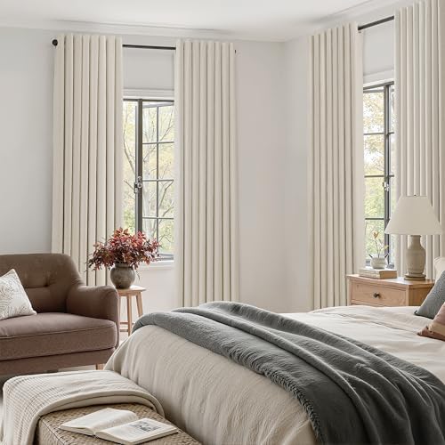 Jowels Cream Linen Grommet Blackout Curtains 84 Inches Long for