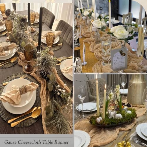 12 Pack Beige Table Runner 17x108 Inch Beige Cheesecloth Table Runner