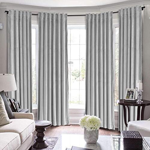 ChadMade Set of 2 Solid Velvet Curtain Panel Drapes Back Tab/Rod