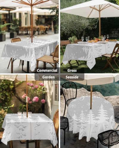 Rustic Merry Christmas Outdoor Tablecloth with Umbrella Hole and