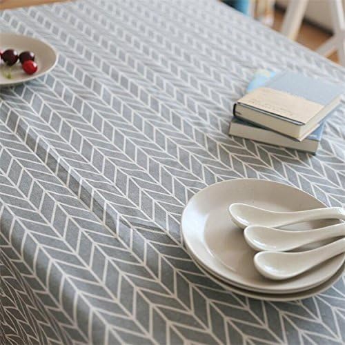 meioro Grey Farmhouse Table Cloth Rectangle Cotton Linen Nordic Twill
