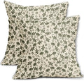 Olive Green Floral Pillow Covers 20x20 Set of 2 Vintage Rustic Old