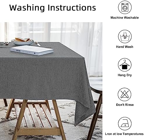 Waterproof Linen Tablecloths Rectangle Table Cloth(54"x120") Gray