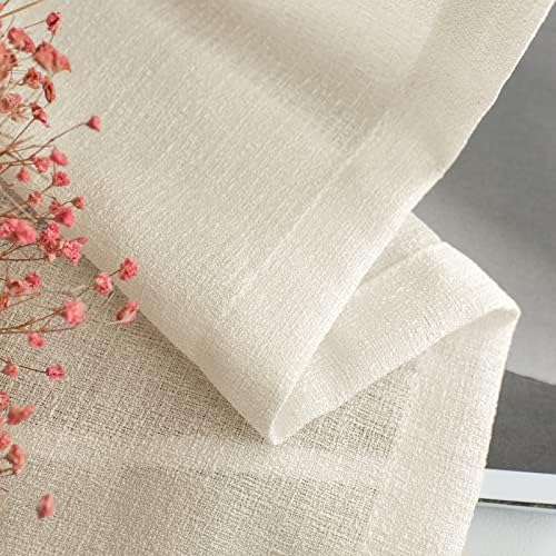 Melodieux Natural Beige Semi Sheer Curtains 84 Inches Long for Living