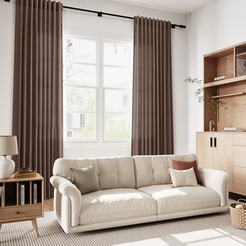 Nanspring Cappuccino Curtains 96 Inches Long, Back Tab Linen Blend