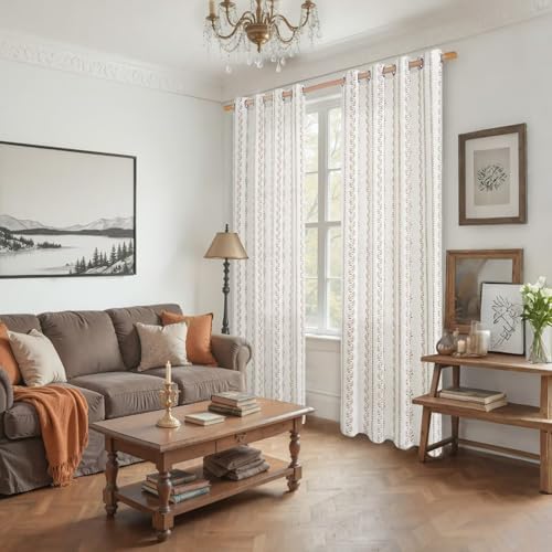 BGment Brown Boho Curtains for Living Room 96 Inch Length - 2 Panels