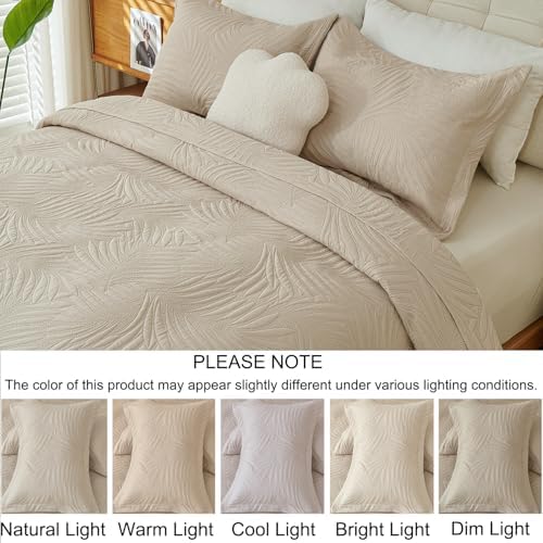 Cmfshape Beige King Quilt Set – Lightweight Thin Quilt King Size
