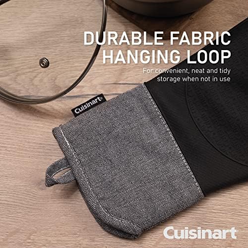 Cuisinart Charcoal Silicone Oven Gloves - Single Oven Mitt with Grey