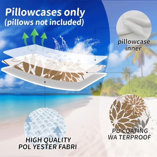 DFXSZ Brown Grey Floral Outdoor Pillow Covers 18x18 Set of 2