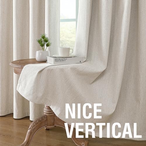 H.VERSAILTEX Chenille Linen Curtains 108 inches Long 100% Black Out
