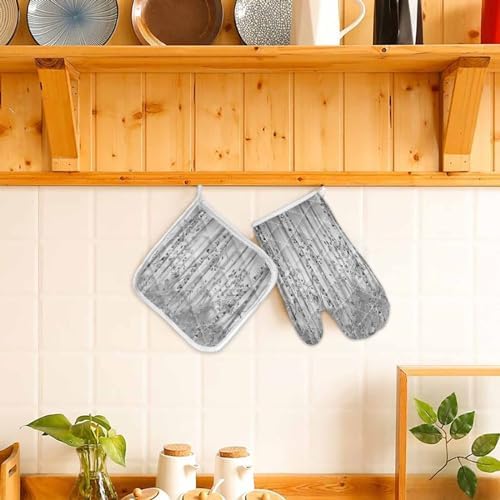 Quilted Cotton Terry Cloth Oven Mitt, Pot Holder Oil Painting Gray
