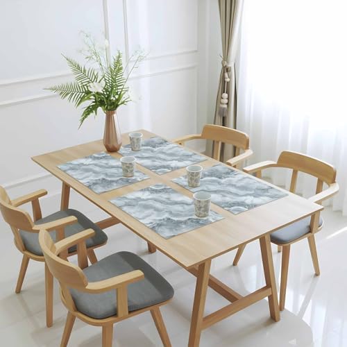 Placemats Set of 8, Abstract Gray Water Ripple Stripe Washable Table