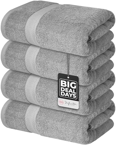 Infinitee Xclusives Premium Grey Bath Towels Set Pack of 4 + Hand