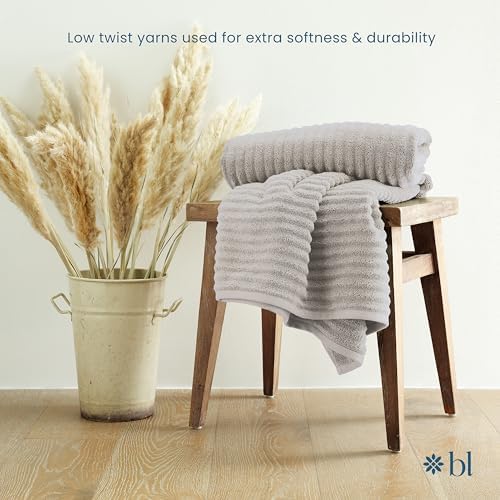 Blue Loom Ribbed Bath Towels Set, 100% Cotton 600GSM, Soft Absorbent