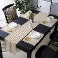 Beige Brown and White Stripe Table Runner and Placemats Set of 6
