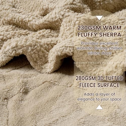 PHF Fluffy Sherpa Fleece Blanket King Size for Winter, Warm and Cozy