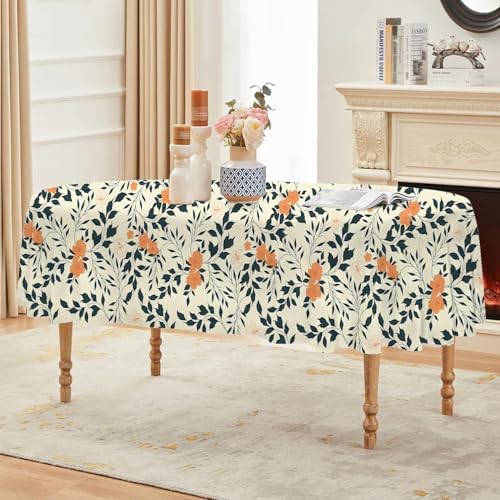 Vintage Ditsy Floral Print Oval Table Cloth, Waterproof Duty Vinyl
