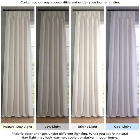 Faux Linen Pleated Curtains for Bedroom (1 Panel) - 25W x 96L, Birch
