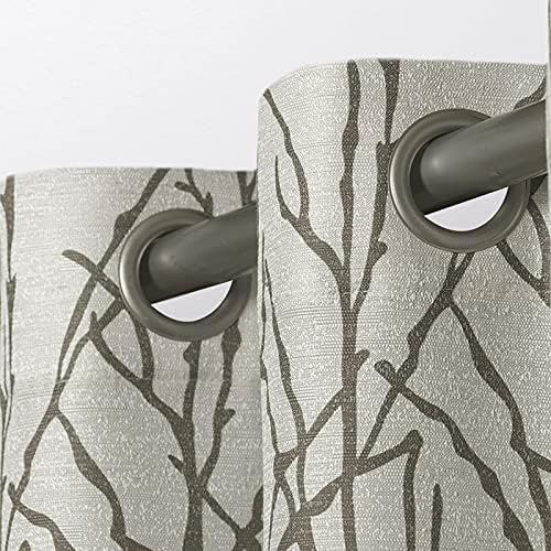 EXCLUSIVE HOME Branches Linen Blend Grommet Top Curtain Panel Pair