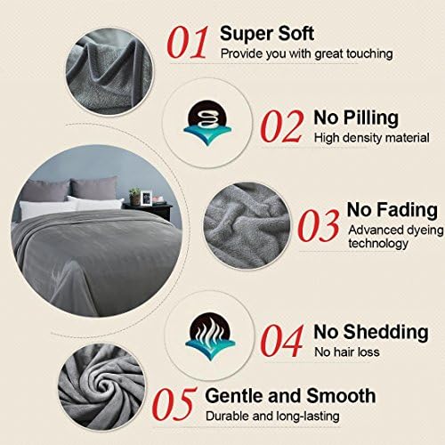 EASELAND Soft Lightweight California King Fleece Blanket, Gray