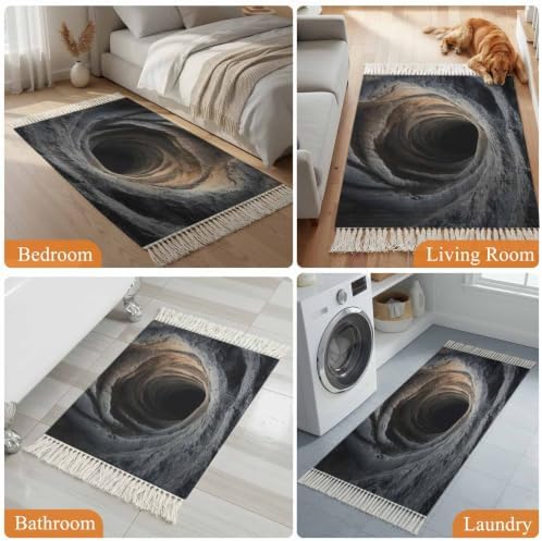 Sand Hole Hallway Runner Rug 2'x5', Gray Nature Circular Depression