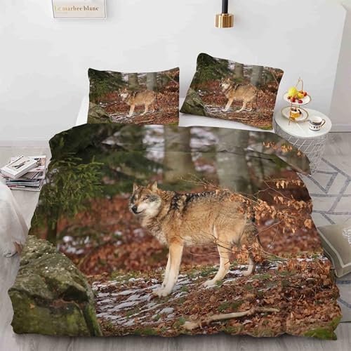 Gray Wolf Duvet Cover Set AnimalsBedding 3D Printed - 100% Microfiber