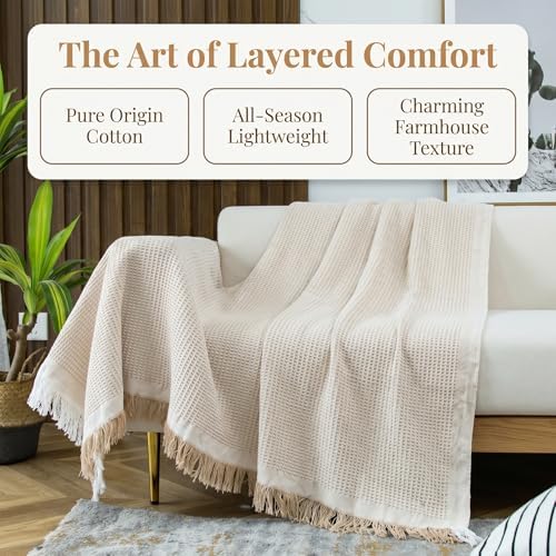 Multi-Purpose Cotton Yarn Blanket 50"x70" Lightweight Soft Breathable