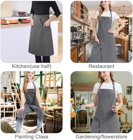 Molaxhome Split Pottery Apron with 3 Pockets Unisex with Adjustable