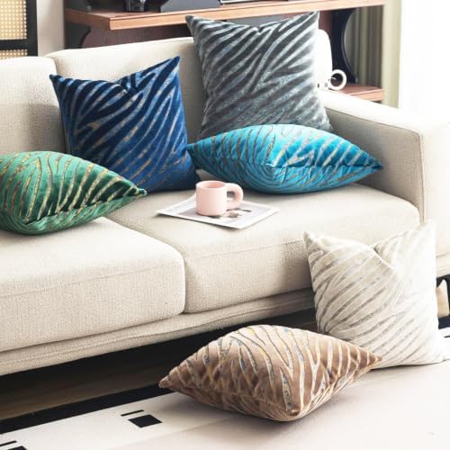 Velvet Throw Pillow Covers 20x20 Inch - Navy Blue Geometric Animal