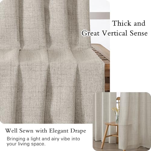 OVZME Extra Wide Curtains 120 Inches Long 2 Panels, Extra Long Light